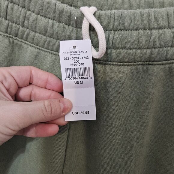 American Eagle Green Flower Embroidered High Rise Jogger Pants - Picture 3 of 10